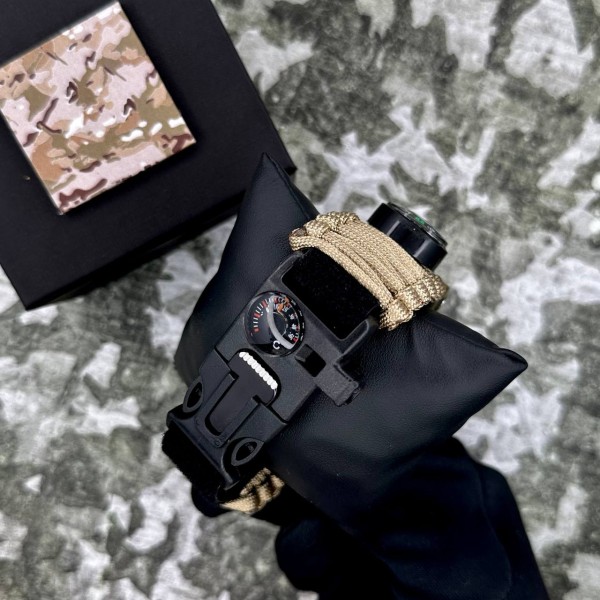 Годинник наручний Patriot 005CMGRSU ЗСУ Зелений камуфляж Паракордовий ремінець Khaki + Коробка.