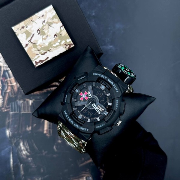 Patriot 005BKSU ЗСУ Чорні Паракордовий ремінець Camo Green+ Коробка.