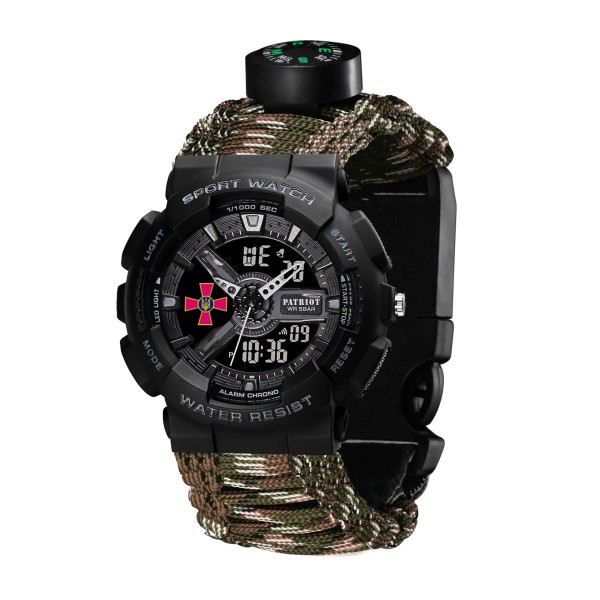 Patriot 005BKSU ЗСУ Чорні Паракордовий ремінець Camo Green+ Коробка.
