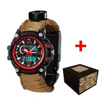 Часы наручные Patriot 012BKRDSU ЗСУ Чорні з червоним Паракордовий ремінець Khaki + Коробка
