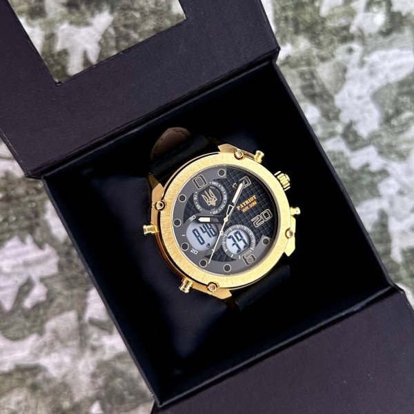 Годинник наручний Patriot 017GDBK Тризуб золото Gold-Black.