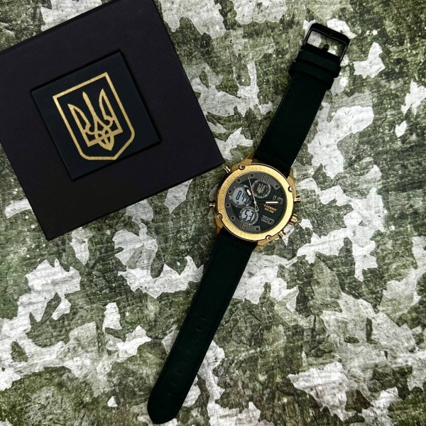 Годинник наручний Patriot 017GDBK Тризуб золото Gold-Black.