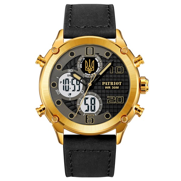 Годинник наручний Patriot 017GDBK Тризуб золото Gold-Black.