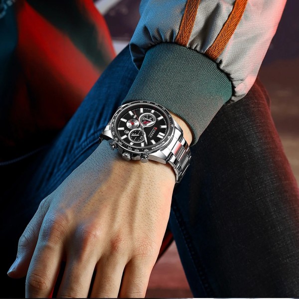 Curren 8418 Silver-Black