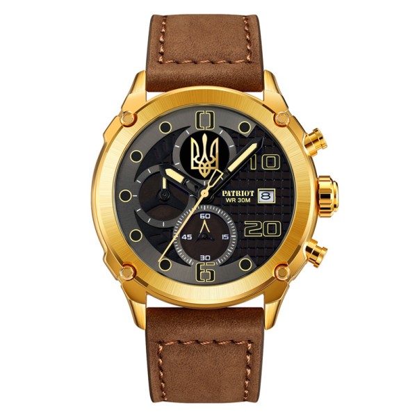 Часы наручные Patriot 016 Gold-Black-Brown Тризуб золото