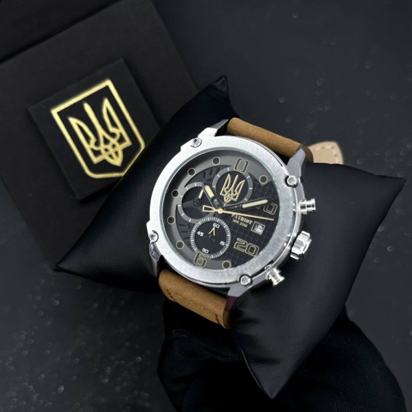 Patriot 016 Silver-Black-Brown Тризуб золото