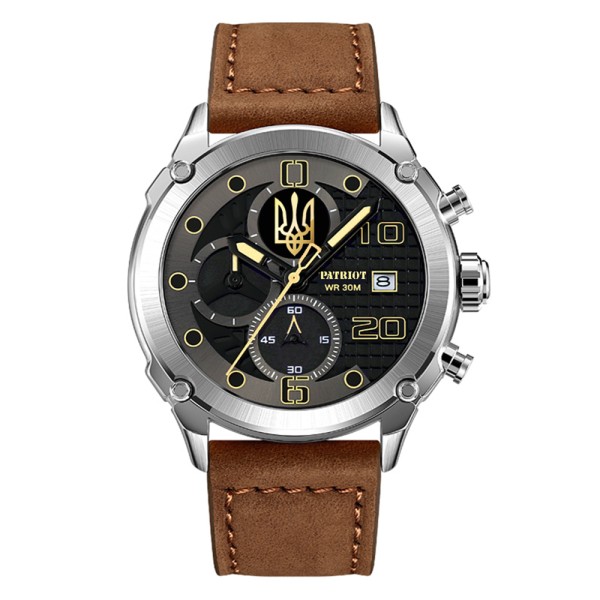Patriot 016 Silver-Black-Brown Тризуб золото