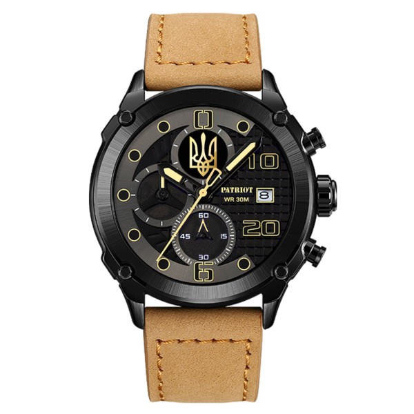 Часы наручные Patriot 016 Black-Light Brown Тризуб золото