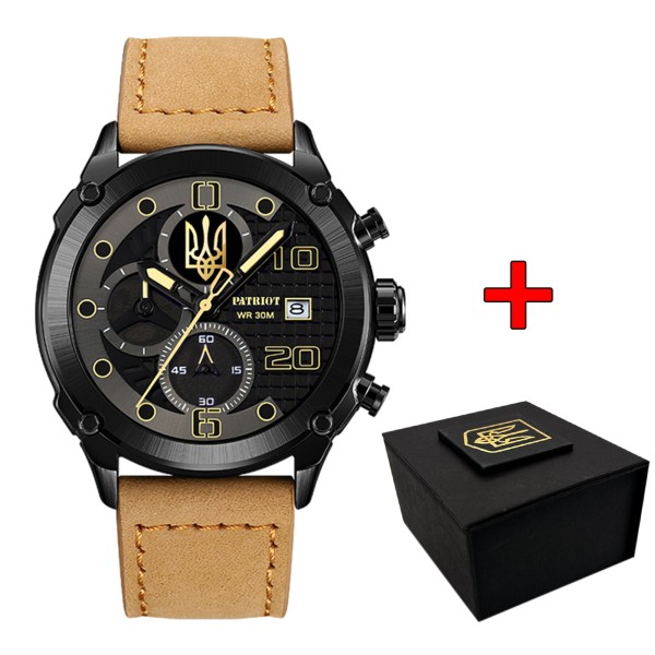 Часы наручные Patriot 016 Black-Light Brown Тризуб золото