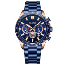 Годинник наручний Curren 8418 Blue-Gold