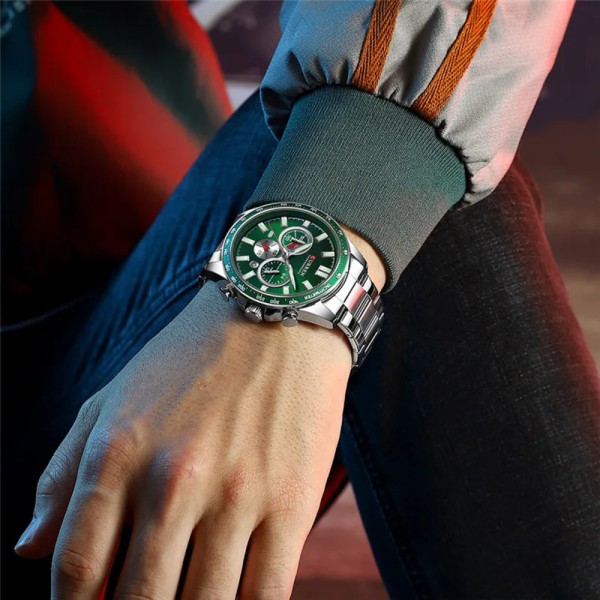 Годинник наручний Curren 8418 Silver-Green