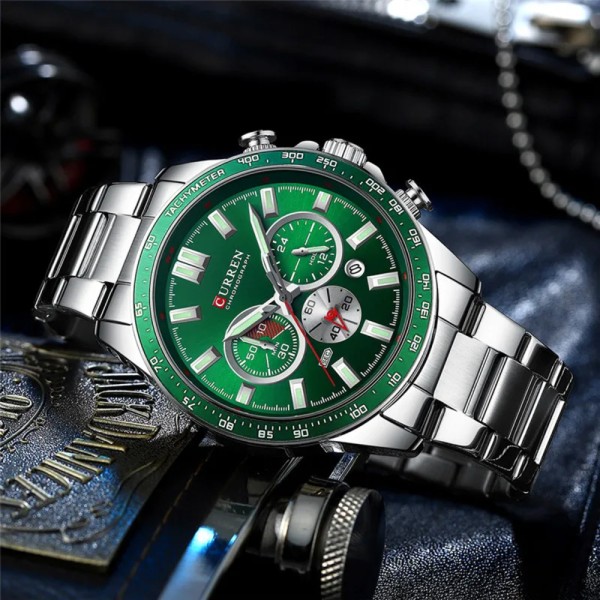 Годинник наручний Curren 8418 Silver-Green
