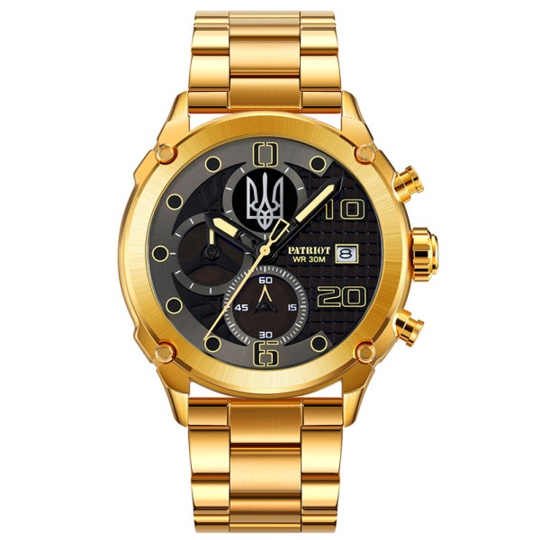 Patriot 016 Тризуб срібло Gold-Black Steel