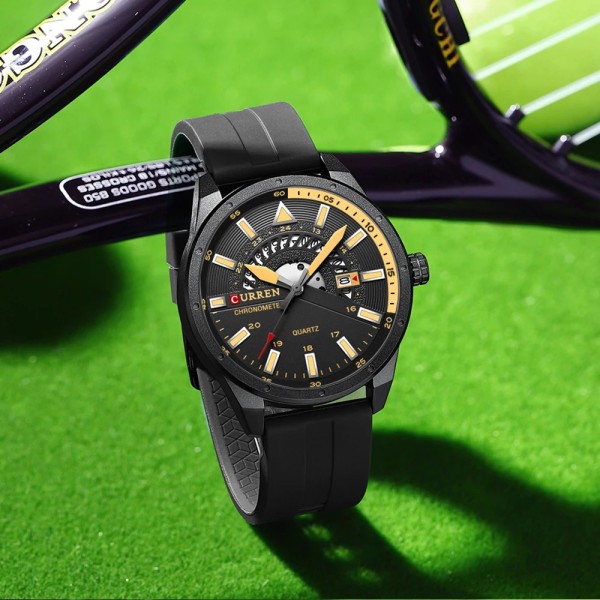 Годинник наручний Curren 8421 Black-Yellow