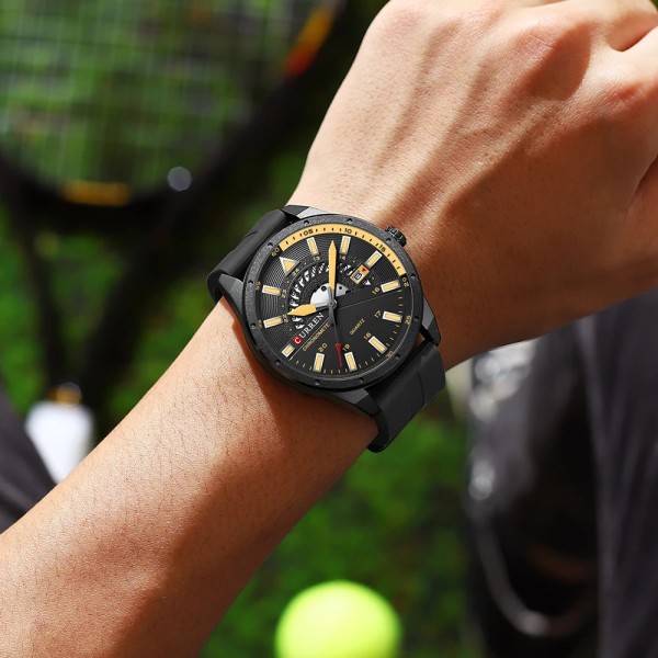 Годинник наручний Curren 8421 Black-Yellow