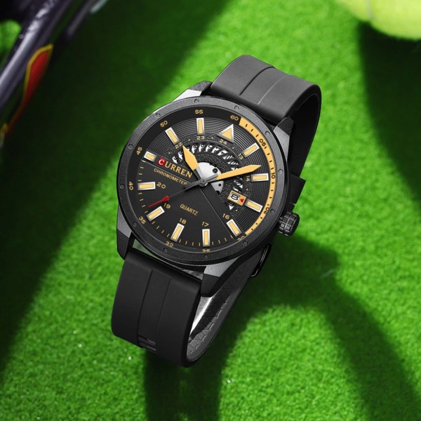 Годинник наручний Curren 8421 Black-Yellow