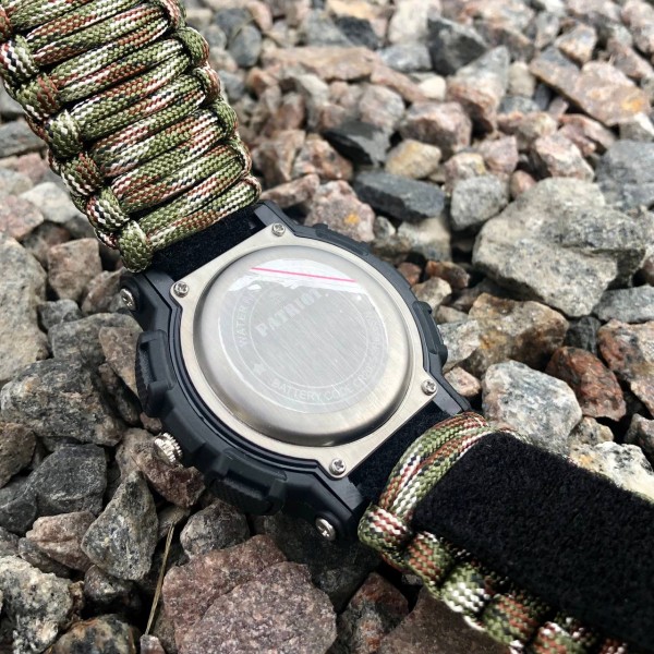 Patriot 005 Тризуб золото Чорний Паракордовий ремінець Camo Green + Коробка