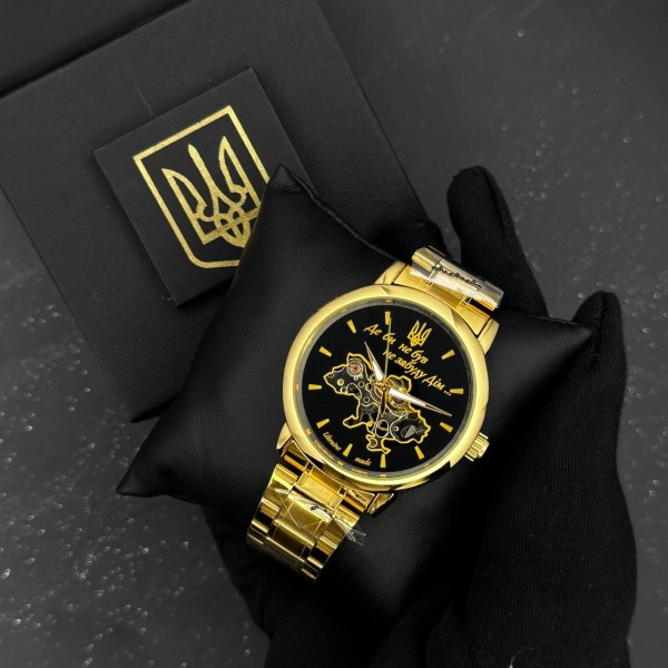 Годинник наручний Patriot 022 Gold-Black Mechanic Metall Не Забуду Дім