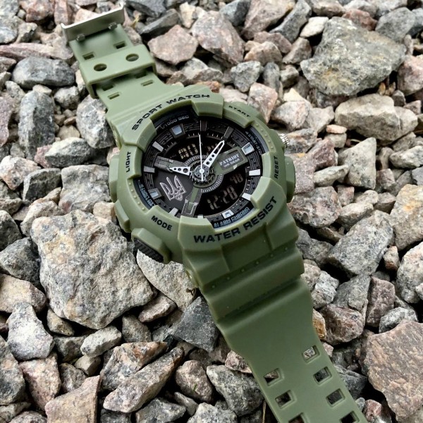 Годинник наручний Patriot 005 Тризуб срібло Army Green + Коробка