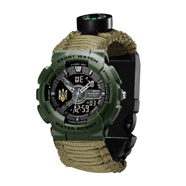 Patriot 005 Тризуб золото Army Green Паракордовий ремінець Army Green + Коробка.