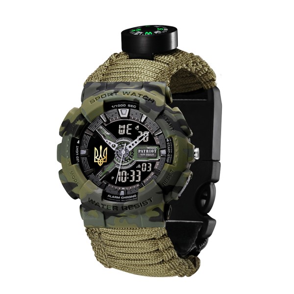Patriot 005 Тризуб золото Camo Green Паракордовий ремінець Army Green + Коробка.