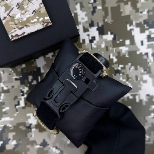 Patriot 005 Тризуб золото Army Green Паракордовий ремінець Khaki + Коробка.