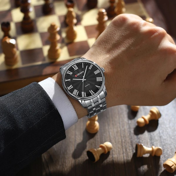 Годинник наручний Curren 8422 Silver-Black