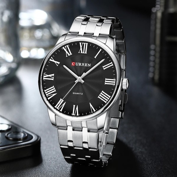 Годинник наручний Curren 8422 Silver-Black