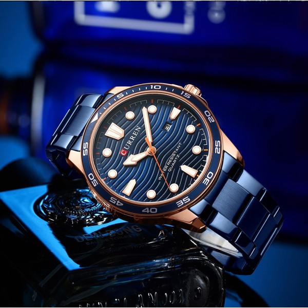 Годинник наручний Curren 8426 Blue-Gold