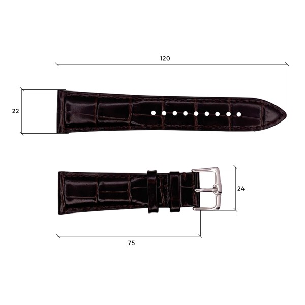 Шкіряний ремінець Premium 22х18 мм. Brown