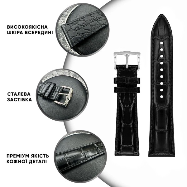 Шкіряний ремінець Premium 22х18 мм. Brown