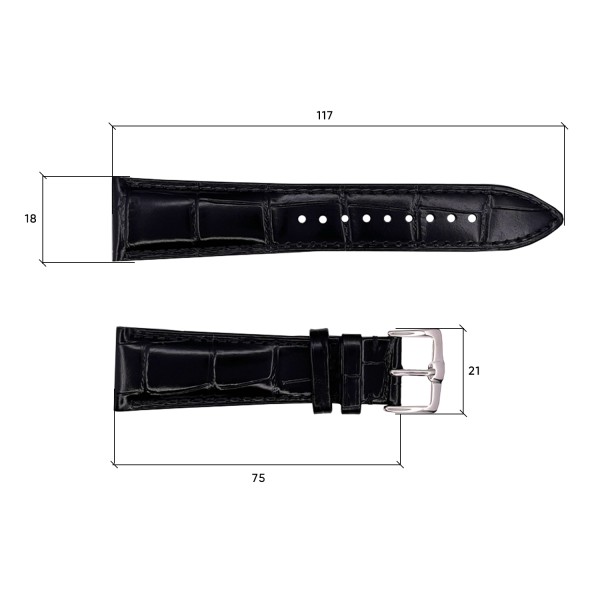 Шкіряний ремінець Premium 18х16 мм. Black