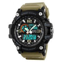 Годинник наручний Skmei 1283 Black-Khaki Wristband.