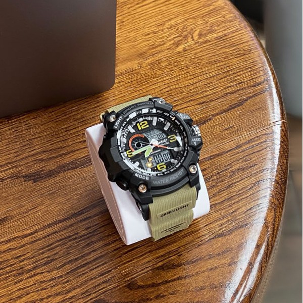 Годинник наручний Skmei 1283 Black-Khaki Wristband.