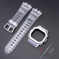Ремешок + безель (рант) для Casio G-Shock GMW-B5000 Transp Silver SI