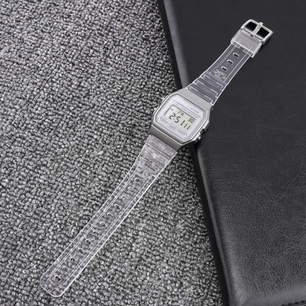 Ремінець для Casio G-Shock F-84/94/105, F-91W, AE1300 Jelly Transparent Silver