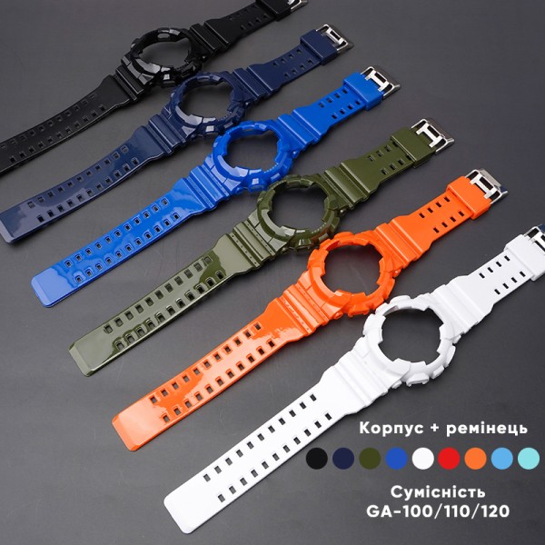 Ремінець + безель (рант) для Casio G-Shock GA-100 Black-Glossy SI