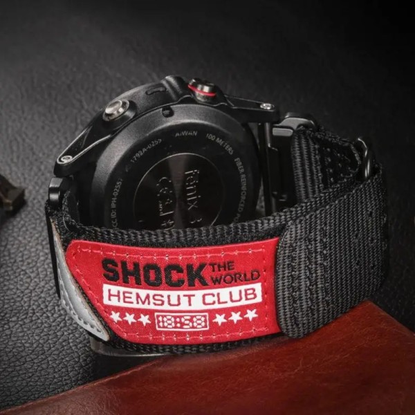 Ремінець для годинника Hemsut HGA142 Shock the world Garmin Black 22 mm