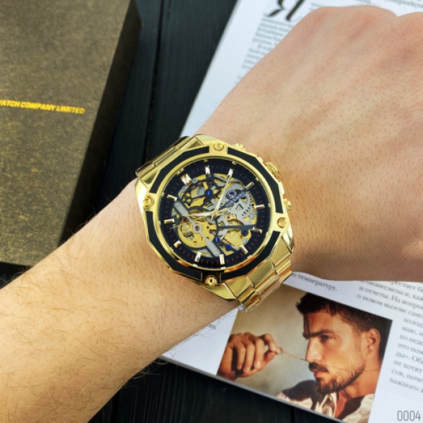 Годинник наручний Forsining 8130 Gold-Black