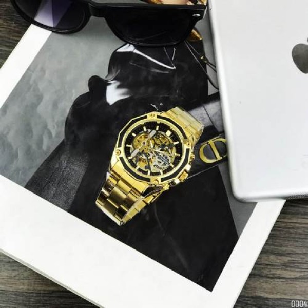Годинник наручний Forsining 8130 Gold-Black