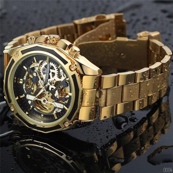 Годинник наручний Forsining 8130 Gold-Black
