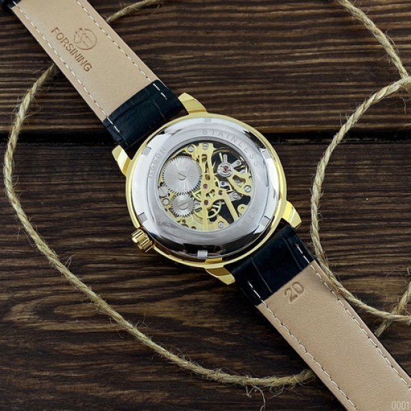 Годинник наручний Forsining 8099 Black-Gold-Black