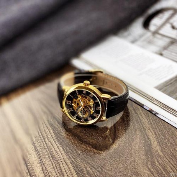 Годинник наручний Forsining 8099 Black-Gold-Black