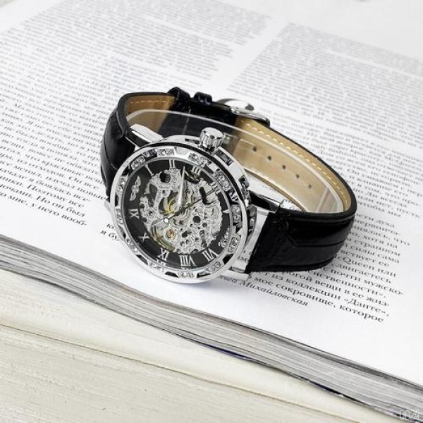 Winner 8008 Diamonds Automatic Black-Silver