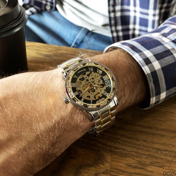 Winner 8012 Diamonds Automatic Silver-Black-Gold