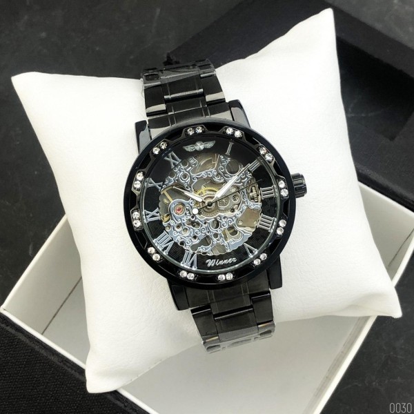 Winner 8012 Diamonds Automatic Black-Silver
