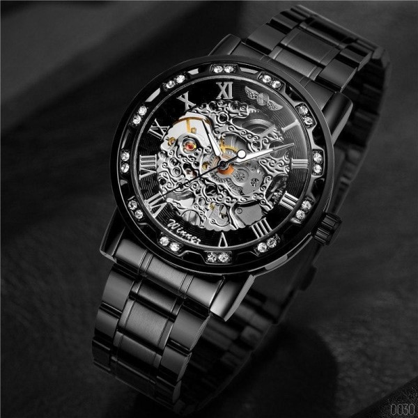 Winner 8012 Diamonds Automatic Black-Silver