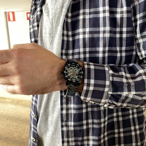 Winner 8012 Diamonds Automatic Black-Silver