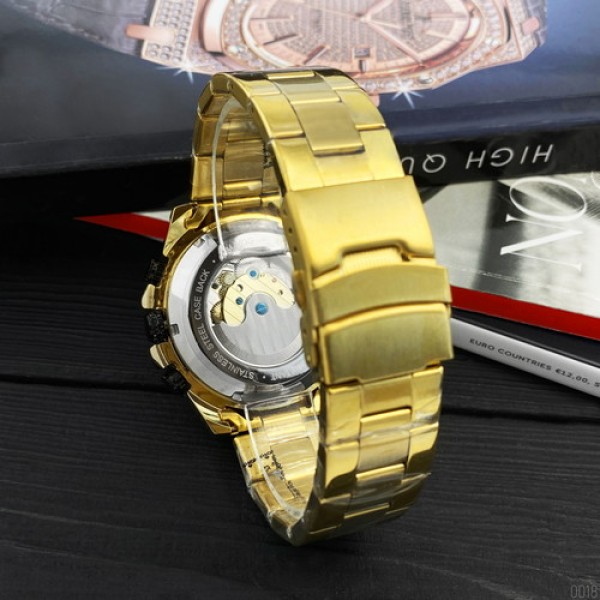 Годинник наручний Forsining 6913 Gold-Black-White