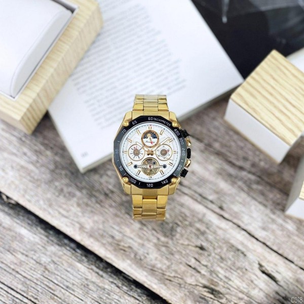 Годинник наручний Forsining 6913 Gold-Black-White